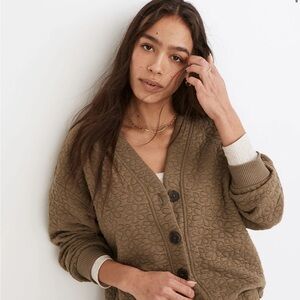 Madewell flower puff-jacquard crop cardigan